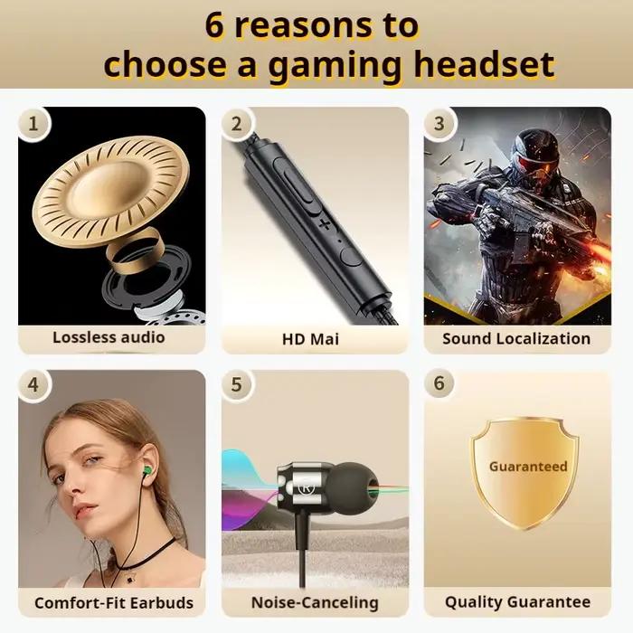 EARDECO 6D casques stéréo métal Type C & 3.5mm filaire Gamer écouteurs magnétique dans l'oreille casque pour Samsung mains libres HD appel