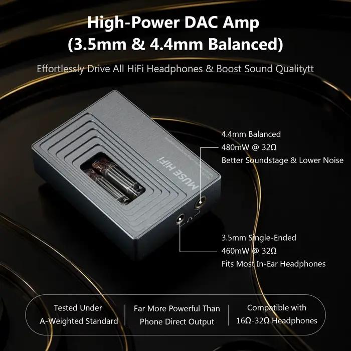 MUSEHiFi M3 Ultra JAN6418 Amplificateur de casque portable à tube à vide USB-C DAC & AMP avec décodage Type-C