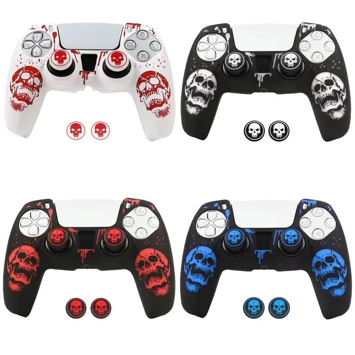 Housses antidérapantes et anti-poussières pour contrôleur PS5 coque en silicone souple avec gravure laser et 2 poignées de pouce protection premium pour gamer occaions spéciales