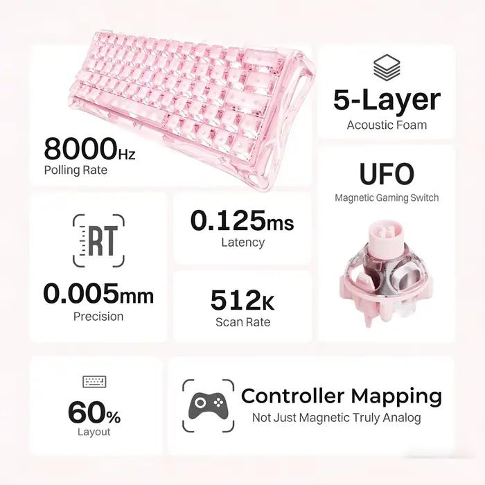 Clavier de jeu magnétique GravaStar Mercury V60