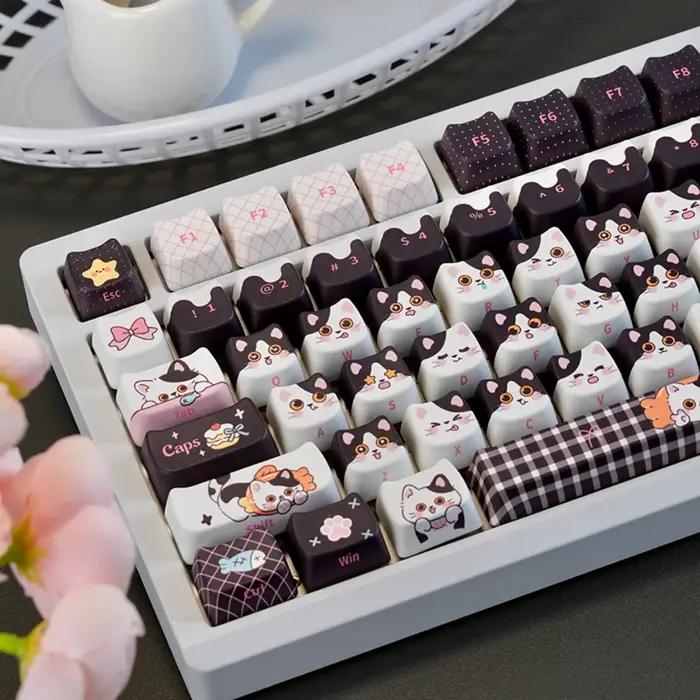 Jeu de capuchons de touches chat vache PBT 129 touches MAO