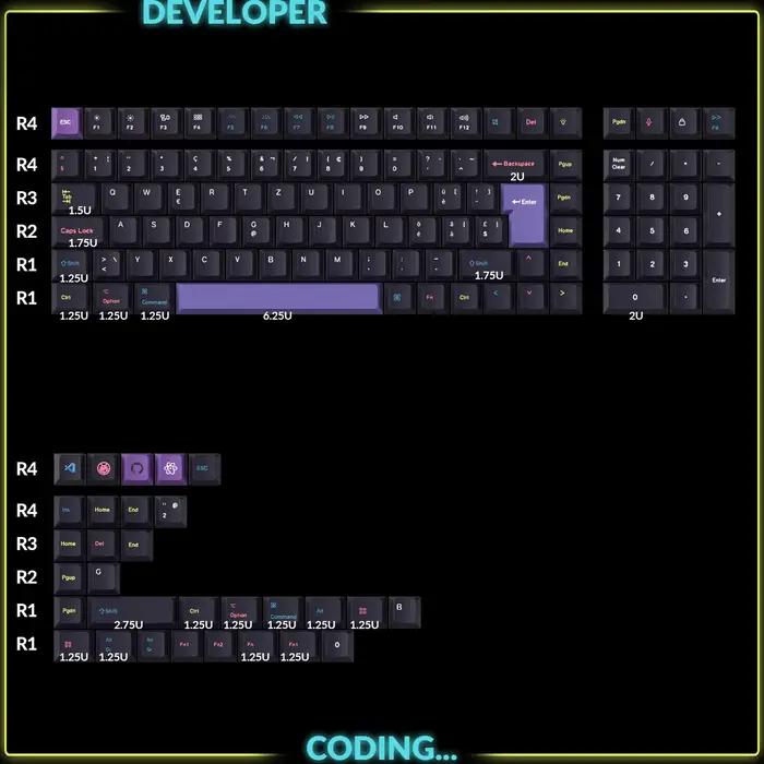 Keychron – Jeu complet de touches PBT Dye-Sub Cherry Profile pour clavier mécanique personnalisé