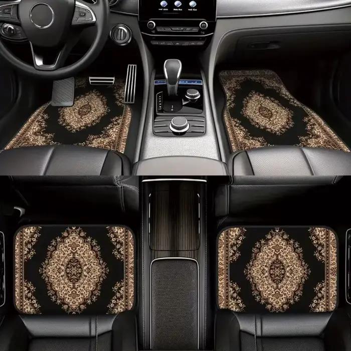 4 tapis de sol de voiture rétro bohèmes, antidérapants, résistants à la saleté, style tapis persan, robustes, pour la décoration et la protection des sols de voiture