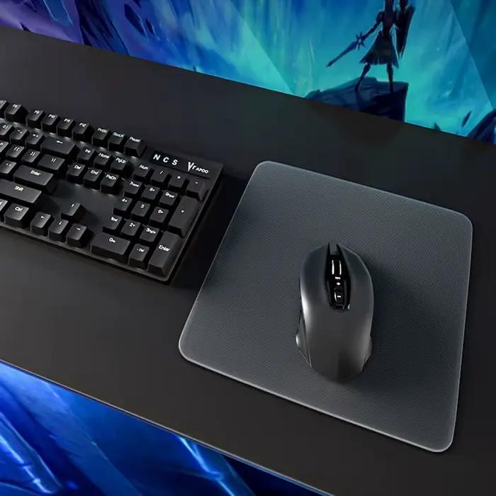 Tapis de souris optique de jeu en verre transparent