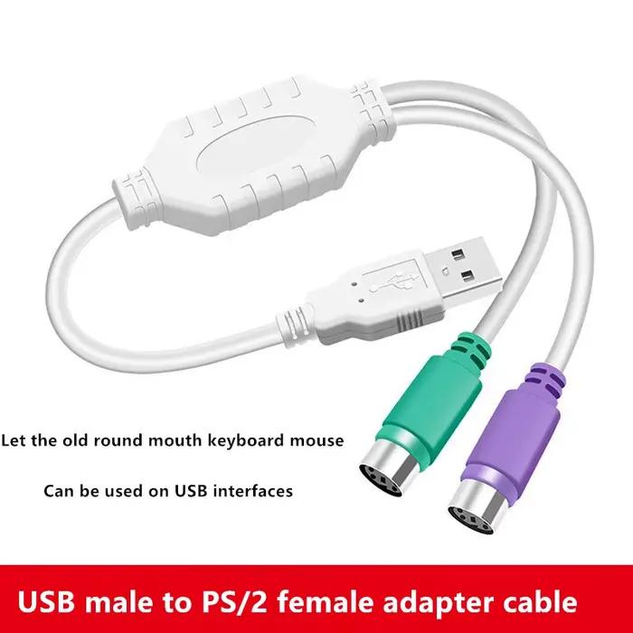 Adaptateur USB mâle vers PS2 femelle ; stable et sans délai ; pour interface souris et clavier