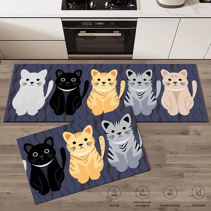 Tapis de cuisine longs antidérapants en forme de chat, tapis décoratif de chambre à coucher, tapis de cuisine pour salon, buanderie, porte d'entrée, tapis de sol de maison