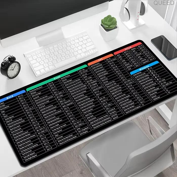 Tapis de souris avec raccourcis de clavier Windows et Excel