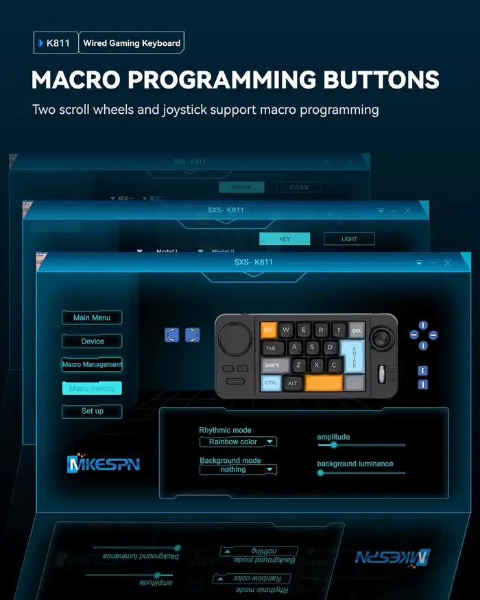 Clavier mécanique filaire Programmable avec molette de défilement de Volume