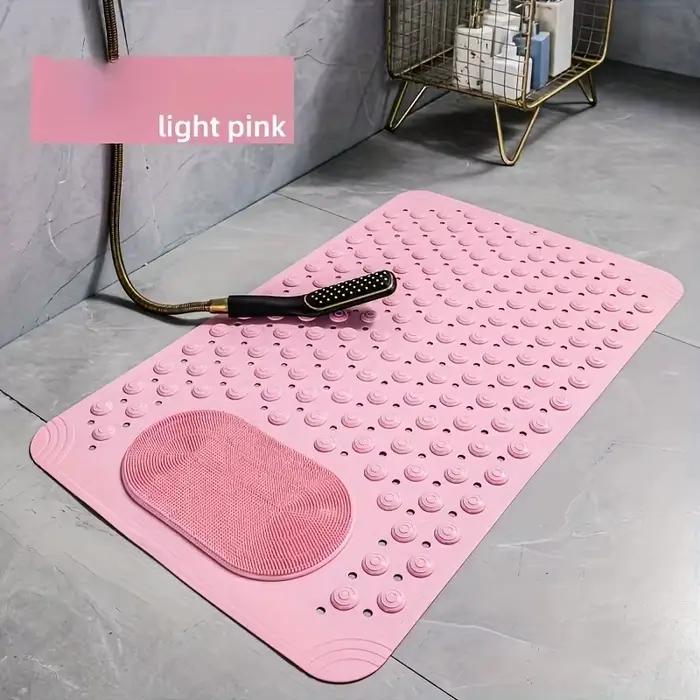 Tapis de bain antidérapant en PVC bleu clair - Tapis de sécurité rectangulaire pour douche et salle de bain avec picots de massage - 0,8 cm d'épaisseur, 2600 g/m², motif à pois