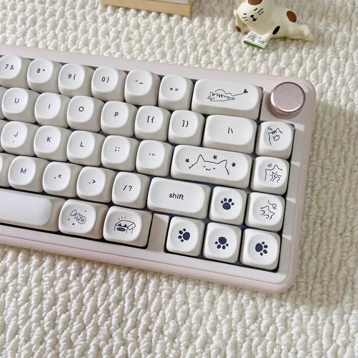 Hangul Keycap PBT lait mignon chat Keycaps coréen MOA haut imprimé pour bureau gamer 60% 65% 75% TKL 96% 100% clavier mécanique