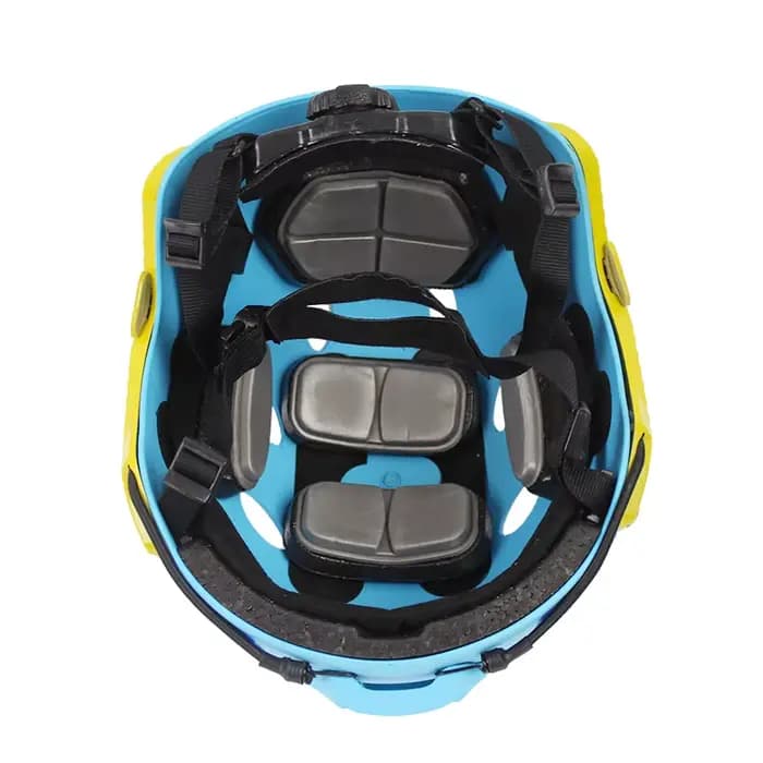 Casque de chasse de sauvetage bleu, lampe de poche à pince, lampe de poche, lunettes, lumière de sauna