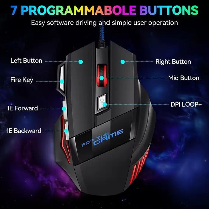 Souris de jeu USB hyperspeed rétro-éclairée ergonomique avec rétro-éclairage RVB pour joueurs professionnels et amateurs, idéale pour les sessions de jeu prolongées et les compétitions en ligne