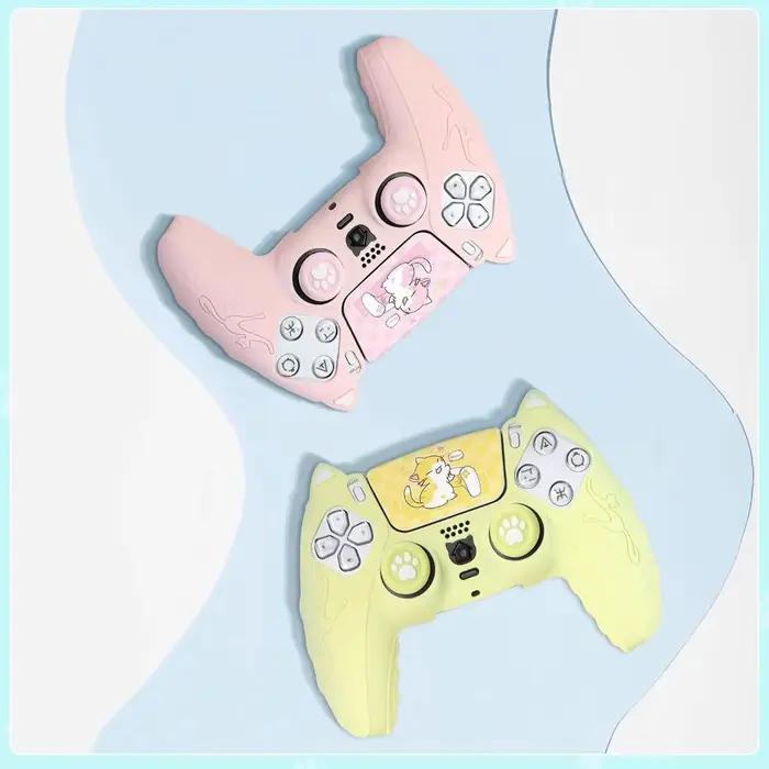 Ensemble de housses de contrôleur en Silicone patte de chat avec autocollant