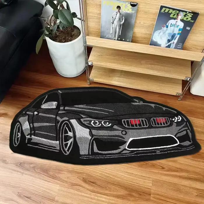Tapis de chambre pour garçons, tapis décoratif en forme de voiture, cadeau pour les amoureux des voitures, décoration intérieure, tapis de chevet doux et moelleux, Polyester fine fluff, conception Wilton, PVC antidérapant, multicolore, tailles variées, chambre enfant, salon, hôtel, anniversaire, Noë