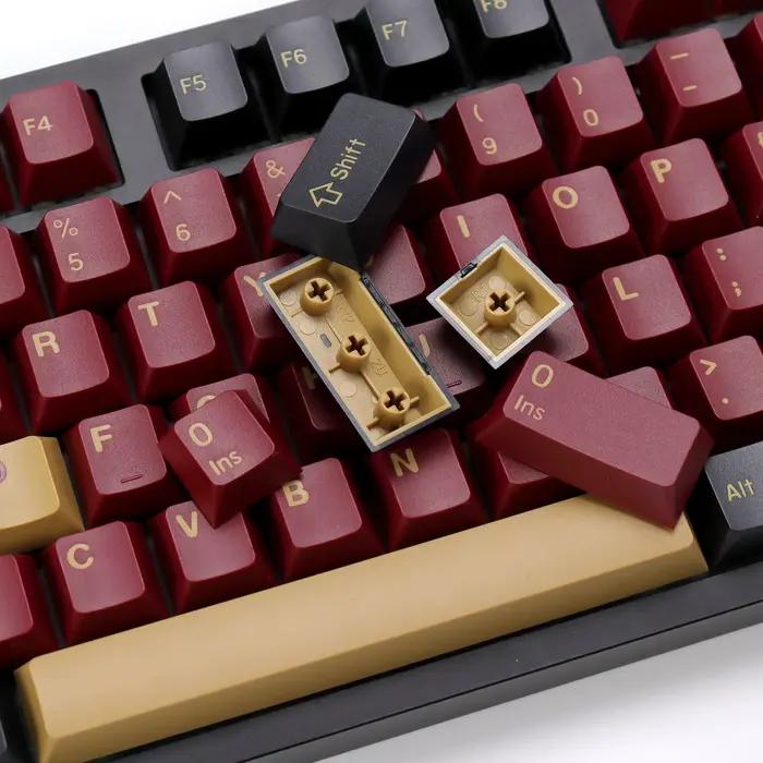 KBDiy GMK rouge samouraï Keycap profil Cherry Double Shot PBT ISO Keycaps pour Gamer Kit de clavier mécanique point de jeu capuchon de clé