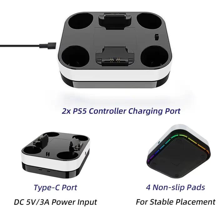 Station de chargement de contrôleur Compatible avec les contrôleurs PS5 et Edge