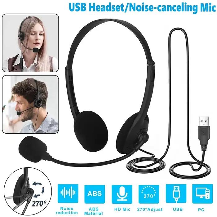 3.5mm/USB casque d'ordinateur avec Microphone antibruit chat réseau enseignement vidéoconférence stéréo filaire