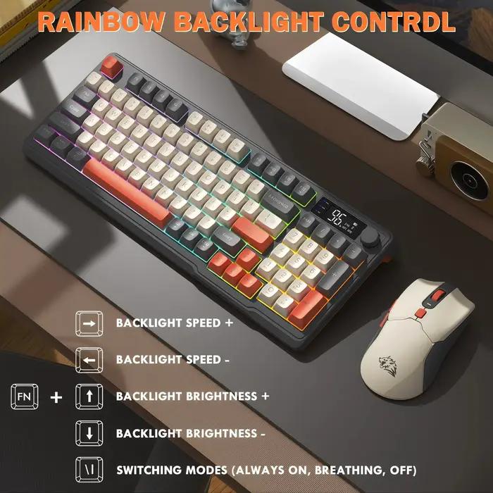 Kit Clavier et Souris Sans Fil T96 Tricolore Tendance