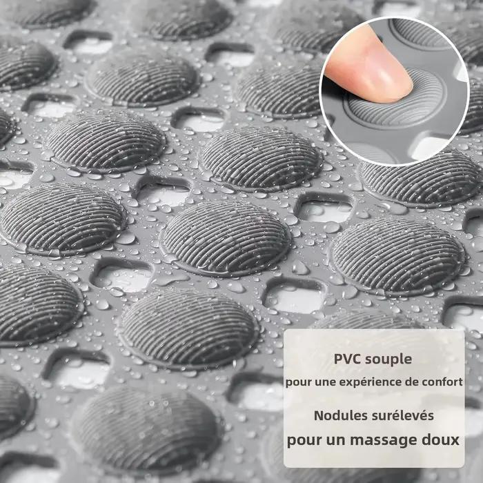 Tapis de bain ovale 35x66cm, antidérapant, texture diagonale, tapis de douche avec ventouses, résistant à l'eau, facile à nettoyer, tapis de salle de bain antidérapant