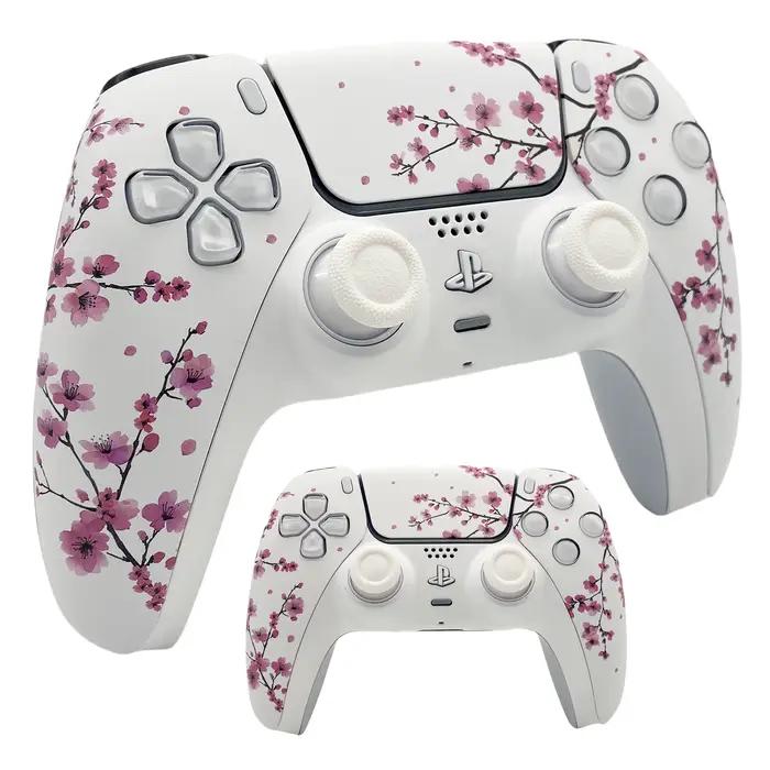 Couvercle de plaque frontale de coque de contrôleur Sakura PS5 rose avec pavé tactile