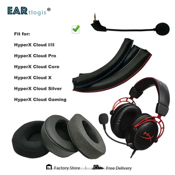 Coussinets d'oreille en cuir et velours pour HyperX Cloud I/II, Cloud Core, Cloud Silver, Cloud Alpha, Cloud Pro, Cloud X, Cloud Gaming casque occasionnels d'écoute musicale et de gaming