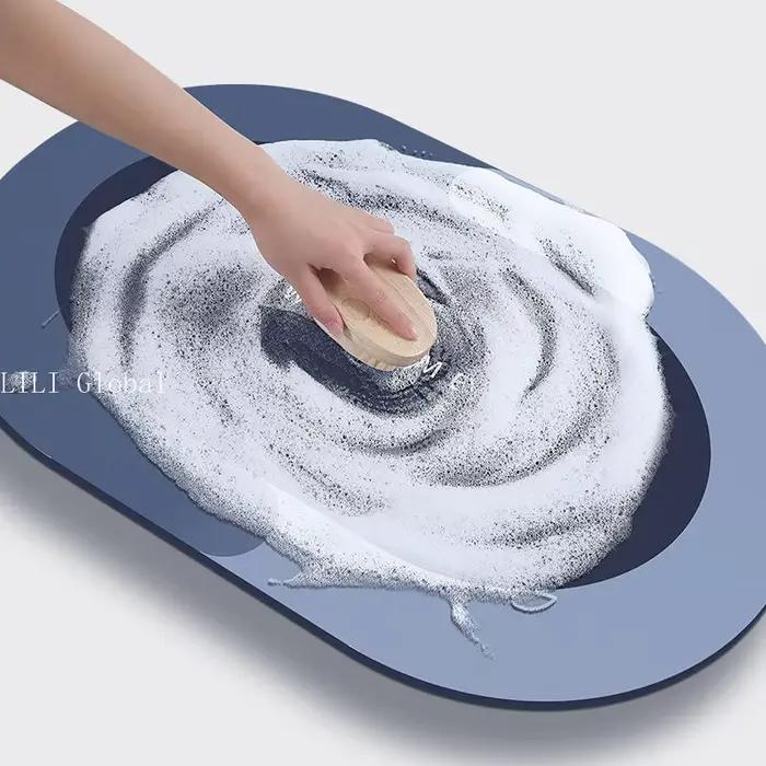 Tapis de bain absorbant pour salle de bain, antidérapant, pour douche, boue de diatomée, paillasson d'entrée de cuisine, pour la maison, la baignoire