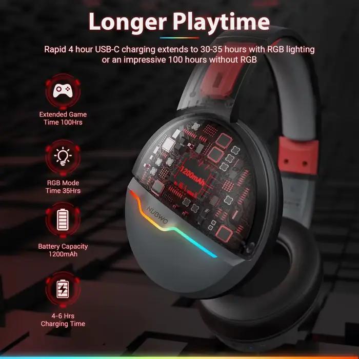 Casque de jeu sans fil double NUBWO G08 avec micro