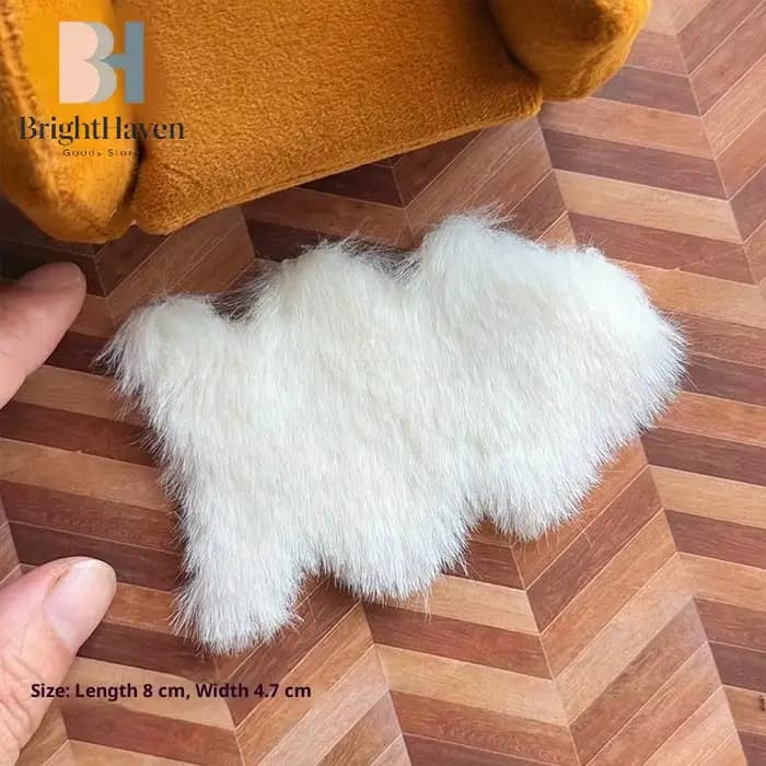 Tapis en peluche imitation peau de mouton pour maison de poupée 1/12
