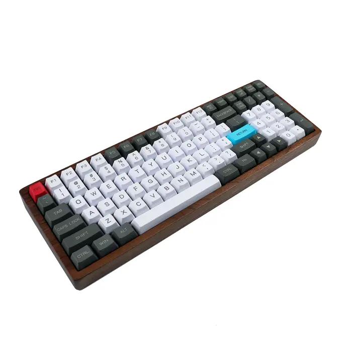 96 Clavier Hotswap avec boîtier en bois | QMK VIA Underglow RGB ANSI ISO PCB Alu plaque hêtre