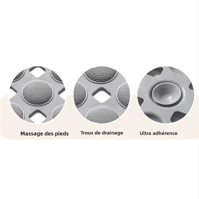 Tapis de bain ovale 35x66cm, antidérapant, texture diagonale, tapis de douche avec ventouses, résistant à l'eau, facile à nettoyer, tapis de salle de bain antidérapant