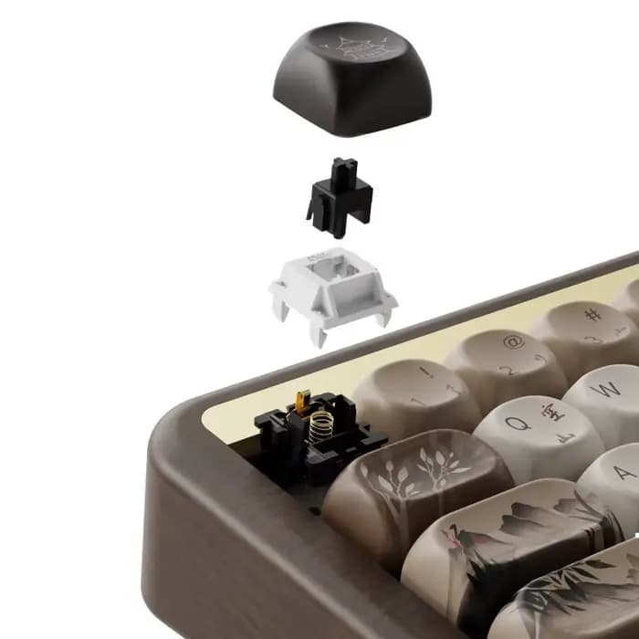 Akko MU01 Mountain Seclusion clavier mécanique en bois rvb échangeable à chaud BT 5.0/2.4G sans fil et type-c clavier de jeu filaire