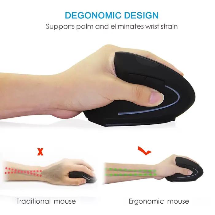 2.4G souris rose sans fil gaucher verticale ergonomique ordinateur de jeu Mause USB optique 1600 DPI 5D Gamer