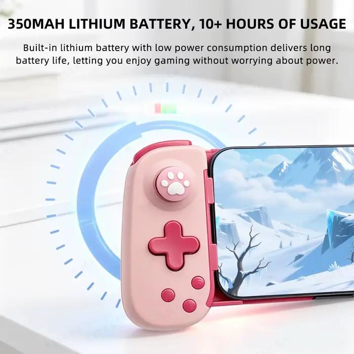 Manette de jeu rose extensible avec joystick à vibration et déclencheur Hall pour Switch/Android/iOS/PC