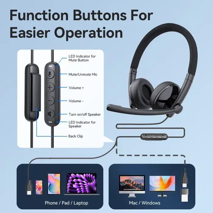 Casque filaire USB pour ordinateur