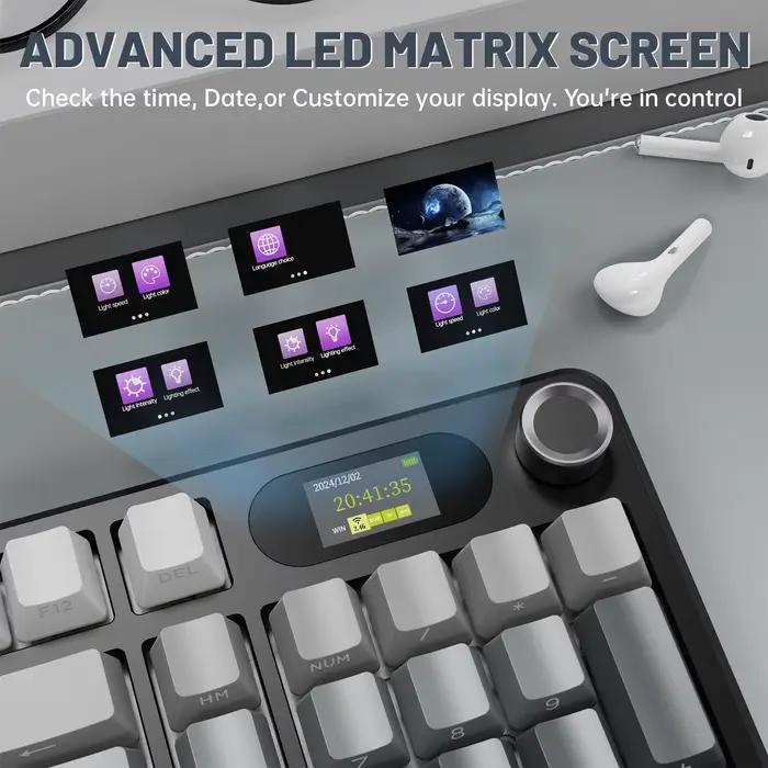 ATTACK SHARK X98 Pro clavier mécanique de jeu sans fil Tri-mode Bluetooth RGB joint bouton d'écran TFT échange à chaud grande batterie