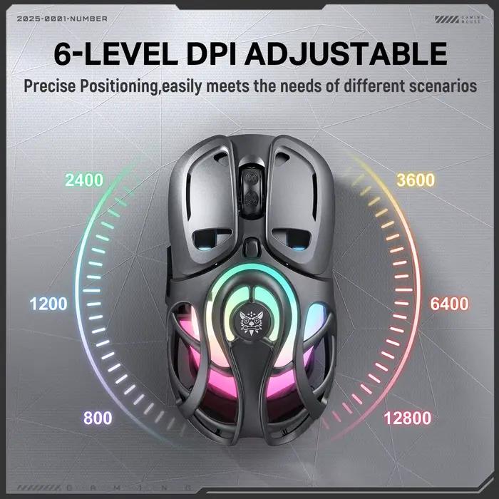 ONIKUMA 2025 nouveau modèle de souris de jeu sans fil légère et évidée Type DM02 longue Endurance taux d'orientation 1000Hz