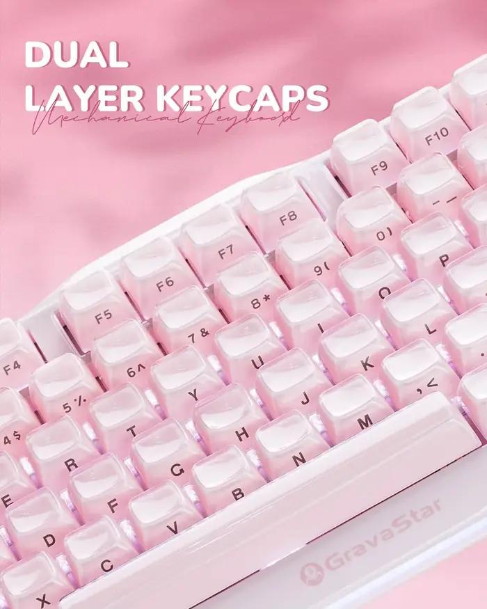 NOUVEAU Clavier sans fil GravaStar Mercury K1 75% rose