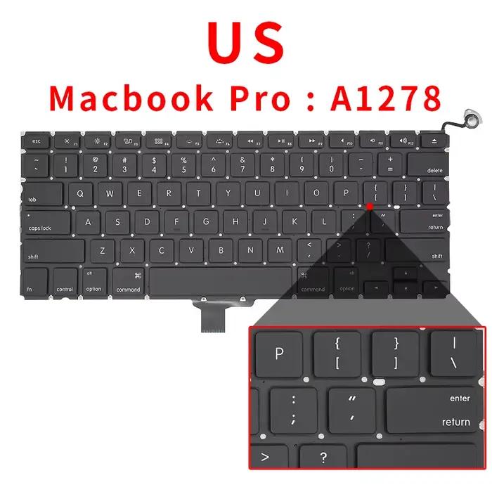 Clavier d'ordinateur portable pour Macbook Pro 13 "A1278 US UK russe allemand français espagne brésil italien Portugal PT turquie TR Thai