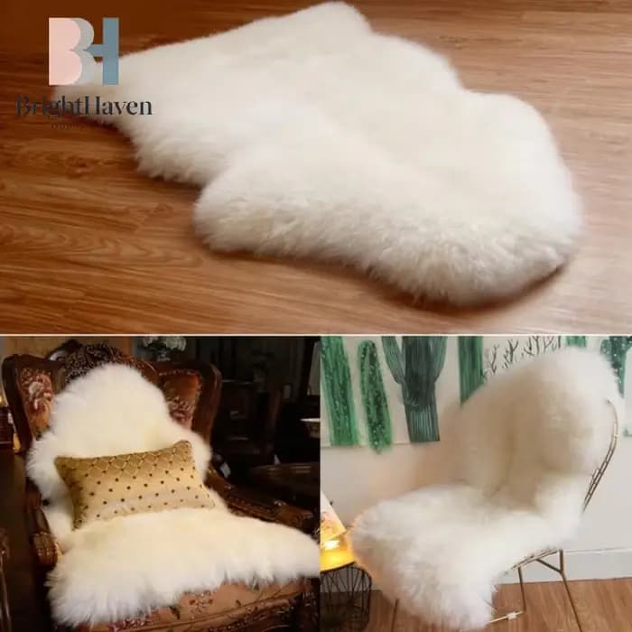 Tapis en peluche imitation peau de mouton pour maison de poupée 1/12