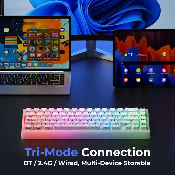 XVX M67 clavier mécanique JadeStone avec capuchons de touches IMD-Tech joint échangeable à chaud