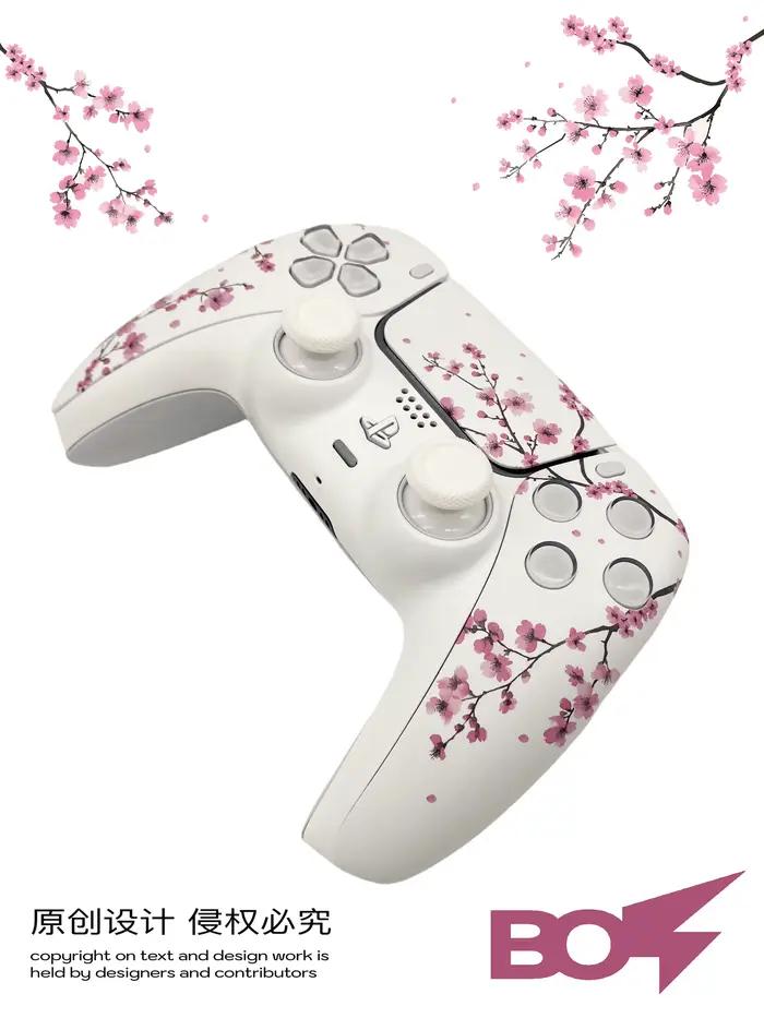 Couvercle de plaque frontale de coque de contrôleur Sakura PS5 rose avec pavé tactile