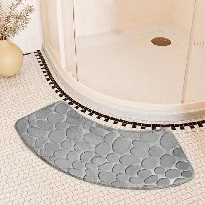 Tapis de salle de bain incurvé, épais, absorbant, pour salle de douche, toilettes, salle de bain, antidérapant, résistant à la saleté, pour entrée