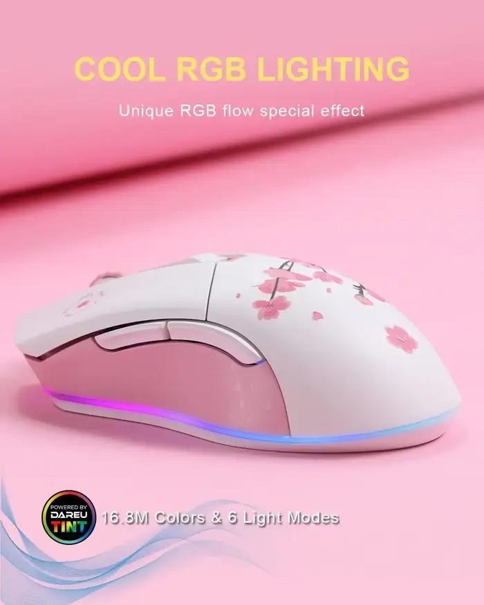 DAREU Sakura – souris de jeu filaire sans fil rose