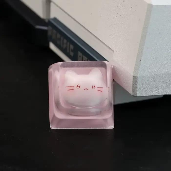 1PC mignon dessin animé Kt chat Keycap axe translucide clavier mécanique