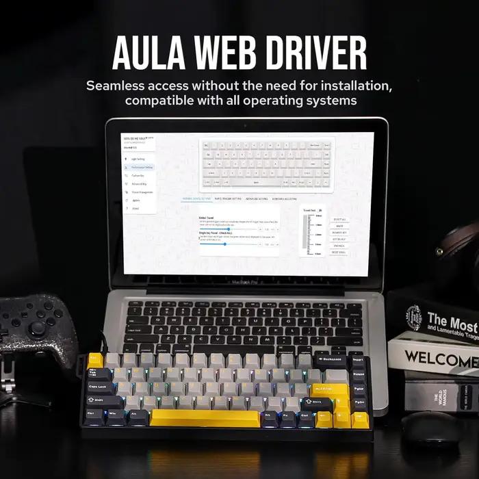 AULA WIN68 HE WIN60 MAX Ver clavier avec capuchons de touches PBT échangeable à chaud E-sports puce RT