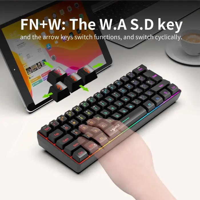 Clavier de jeu sans fil 60 % avec triple connectivité rétroéclairée RVB
