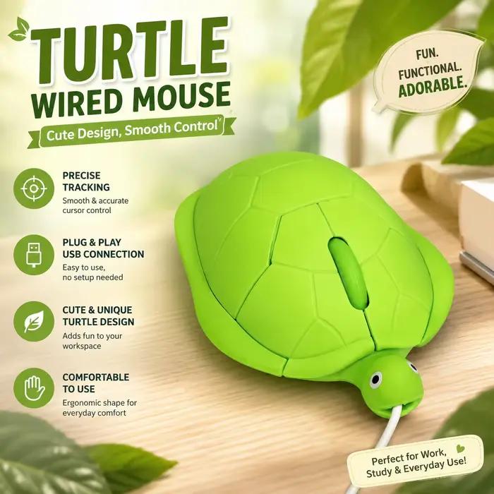 Souris sans fil 2.4G en forme de tortue