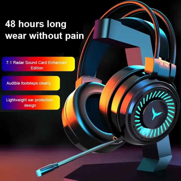 G58 casque de jeu canal Surround son stéréo lumière LED filaire tête monté écouteurs avec micro pour PC portable