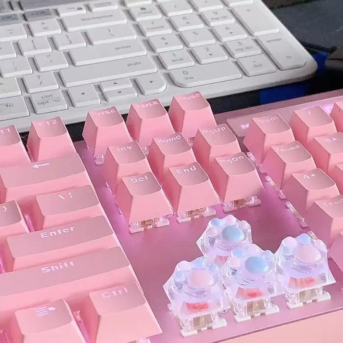 Clavier mécanique résine Keycap chat pattes Pad clair rétro-éclairé RGB WASD flèche ESC clé dessin animé mignon OEM XDA cerise profil Mx commutateur