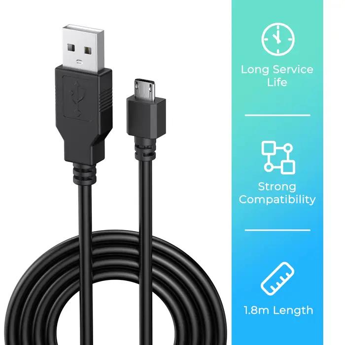 Câble de chargement Micro USB de 1.8M pour contrôleur PS4/Kindle/appareil photo/smartphone